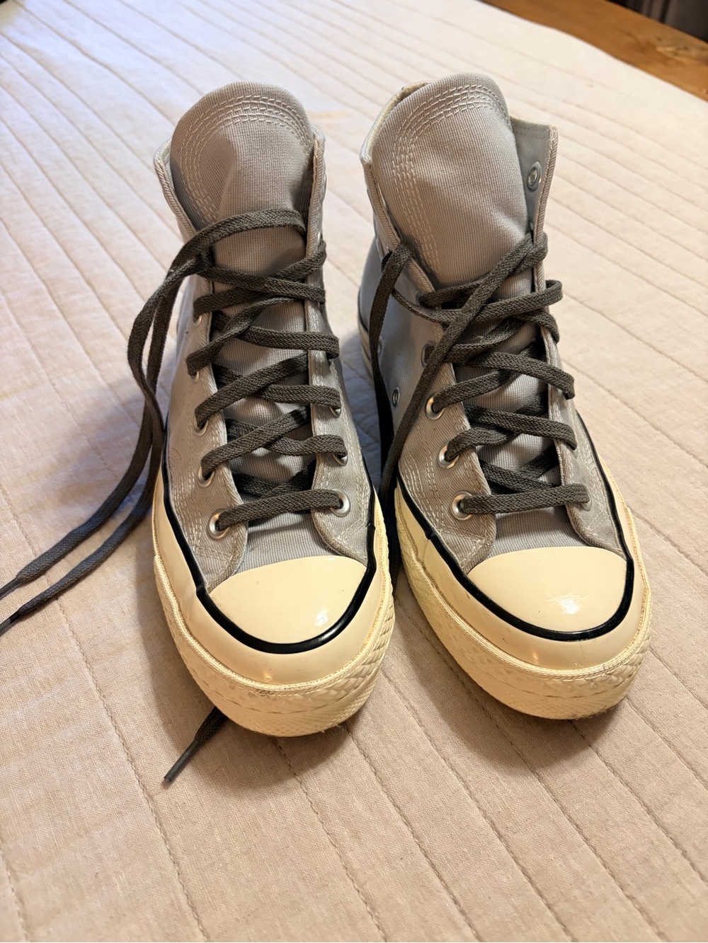 Converse High-Top Canvas Sneakers in Light Blue & Cream US7